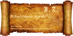 Mihalidesz Kunó névjegykártya